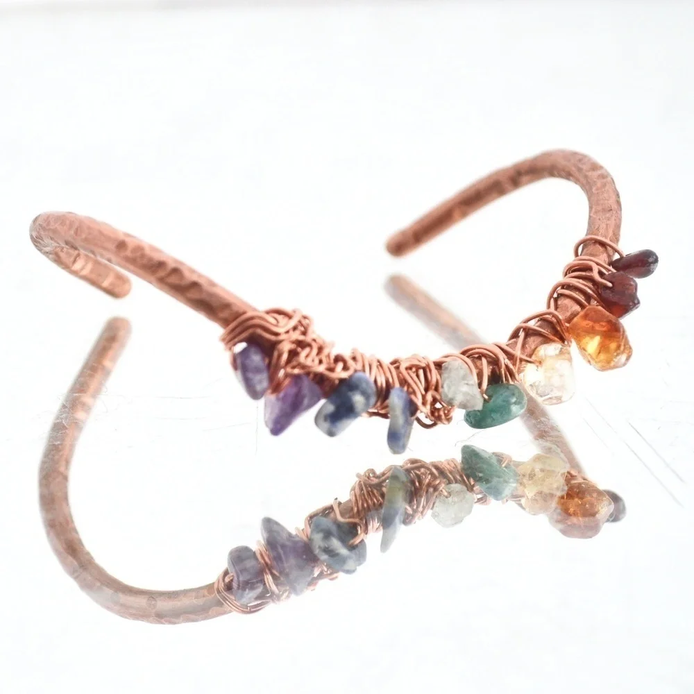 Chakra Bracelet Natural Copper Wire Wrapped Reiki